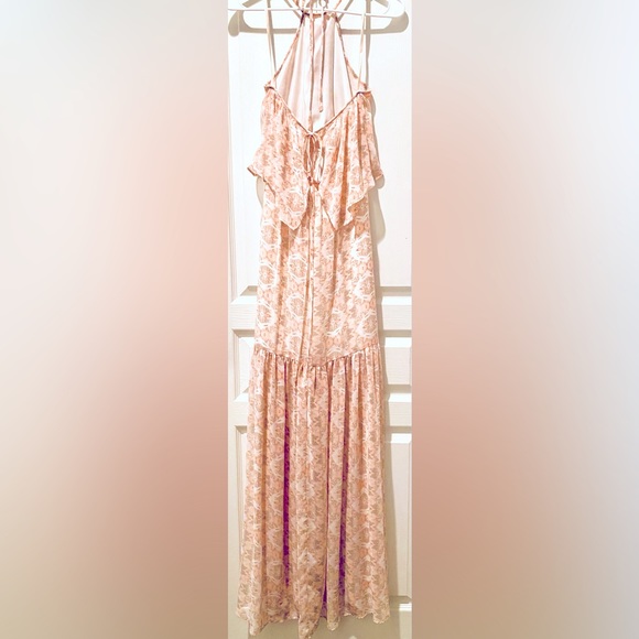 BCBGeneration Halter Chiffon Dress Back Ties at Neck Flowing Skirt w Side Slits - Picture 6 of 14